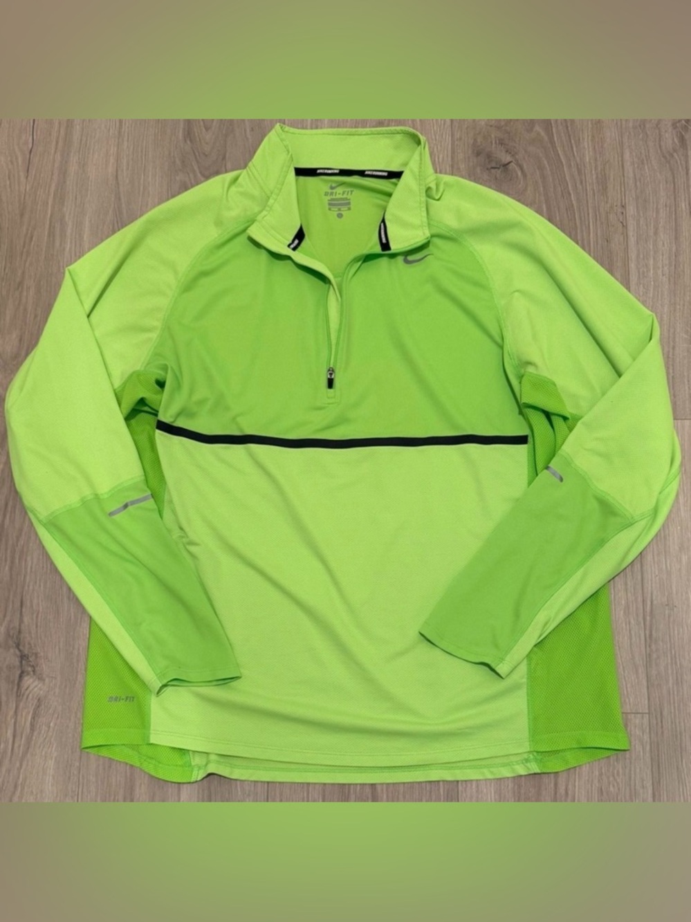 Nike Men's Neon Green Half-Zip Performance Jacket